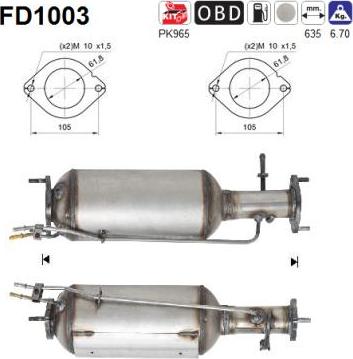 AS FD1003 - KVĒPU FILTRS DPF