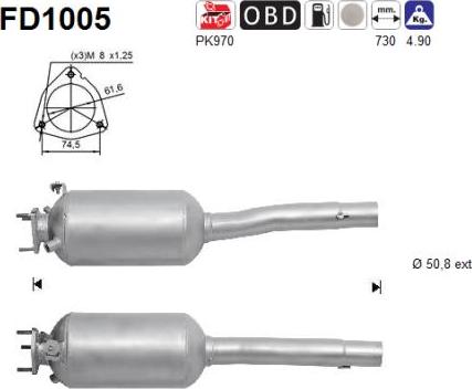 AS FD1005 - KVĒPU FILTRS DPF