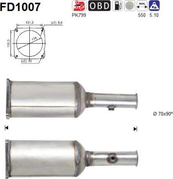 AS FD1007 - KVĒPU FILTRS DPF