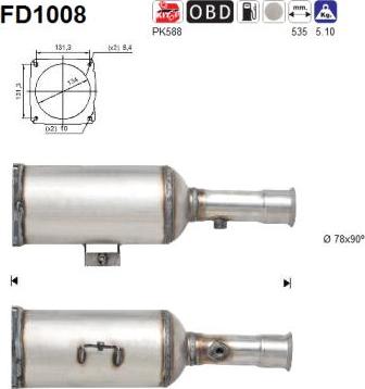 AS FD1008 - KVĒPU FILTRS DPF
