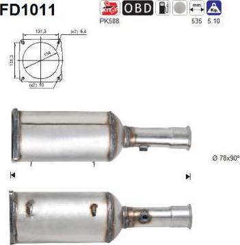AS FD1011 - KVĒPU FILTRS DPF