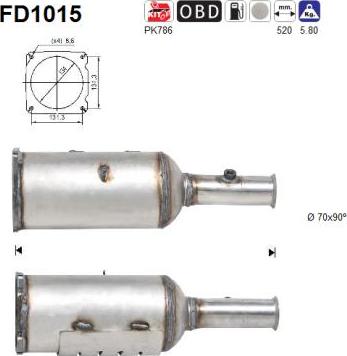 AS FD1015 - KVĒPU FILTRS DPF