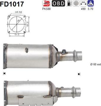 AS FD1017 - KVĒPU FILTRS DPF
