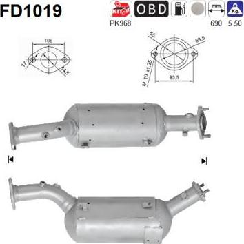 AS FD1019 - KVĒPU FILTRS DPF