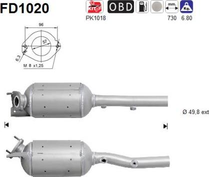 AS FD1020 - KVĒPU FILTRS DPF
