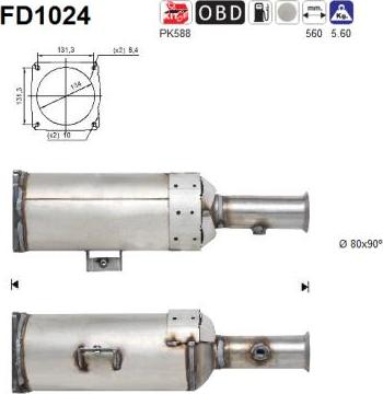 AS FD1024 - KVĒPU FILTRS DPF