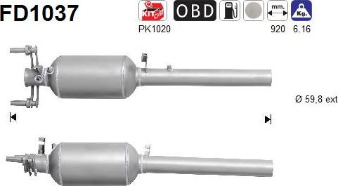 AS FD1037 - KVĒPU FILTRS DPF