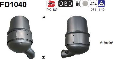 AS FD1040 - KVĒPU FILTRS DPF
