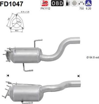 AS FD1047 - KVĒPU FILTRS DPF
