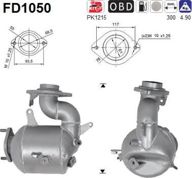 AS FD1050 - KVĒPU FILTRS DPF