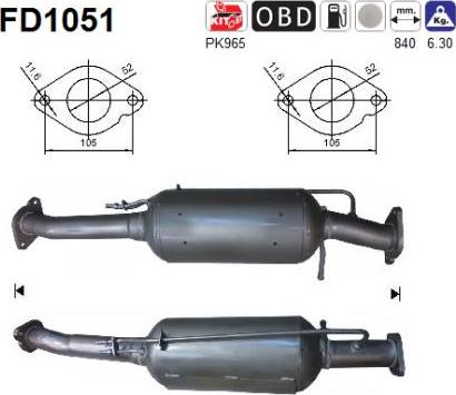 AS FD1051 - KVĒPU FILTRS DPF