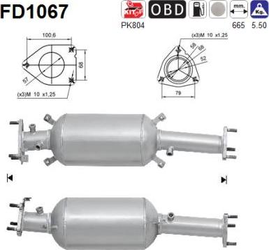 AS FD1067 - KVĒPU FILTRS DPF