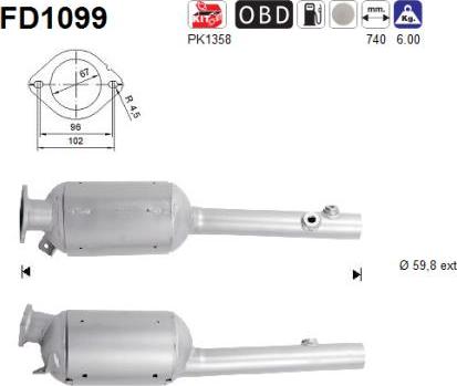 AS FD1099 - KVĒPU FILTRS DPF
