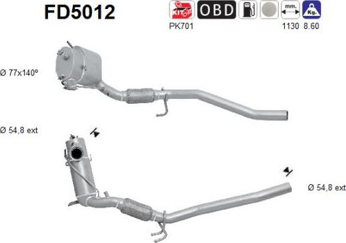 AS FD5012 - KVĒPU FILTRS DPF