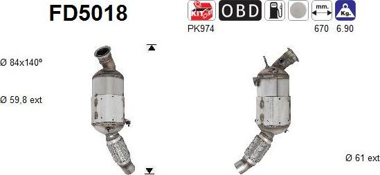 AS FD5018 - KVĒPU FILTRS DPF