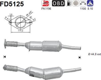 AS FD5125 - KVĒPU FILTRS DPF