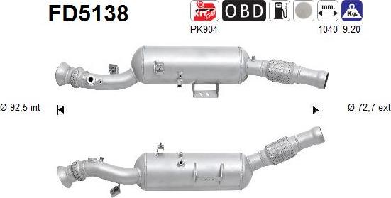 AS FD5138 - KVĒPU FILTRS DPF