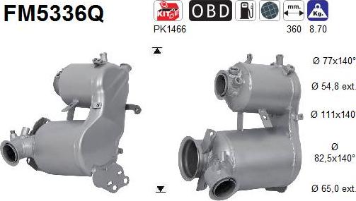 AS FM5336Q - KVĒPU FILTRS DPF