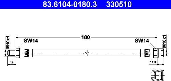 ATE 83-6104-0180-3 - Bremžu šļūtene