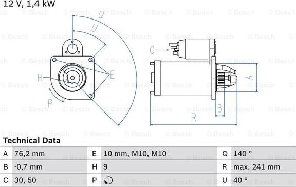 BOSCH 0986016660 - 1666 STARTERIS B-10