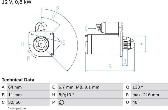 BOSCH 0986021590 - STARTERIS B-10 0