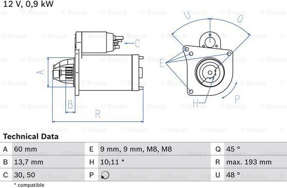 BOSCH 0986021970 - STARTERIS 0 986
