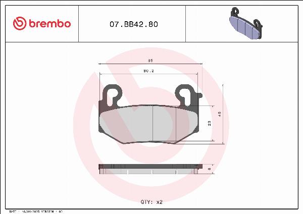Brembo 07BB4280 - BRAKE PADS ORO