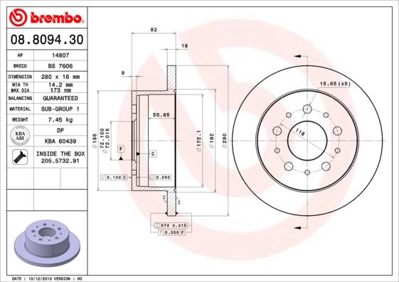 Brembo 08.8094.30 - Bremžu
