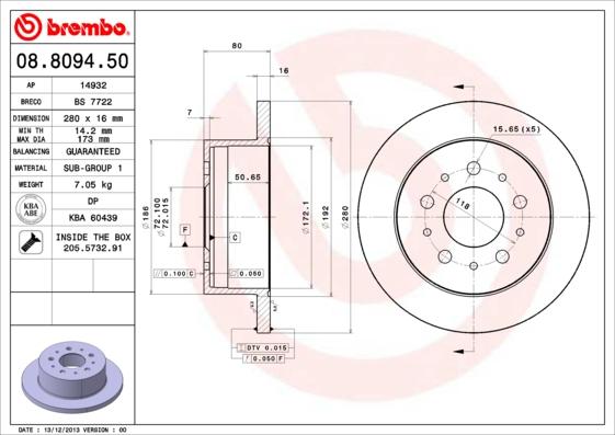 Brembo 08.8094.50 - BR