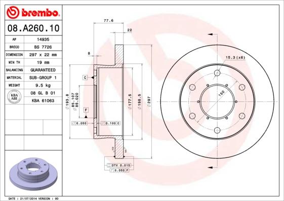 Brembo 08.A260.10 - Auto