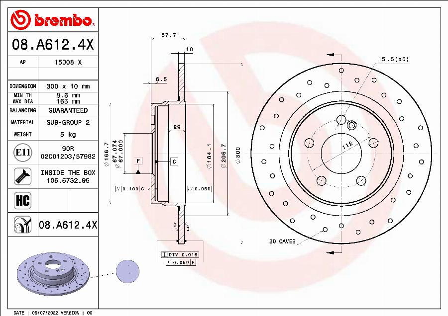 Brembo 08.A612.4X - Bremžu
