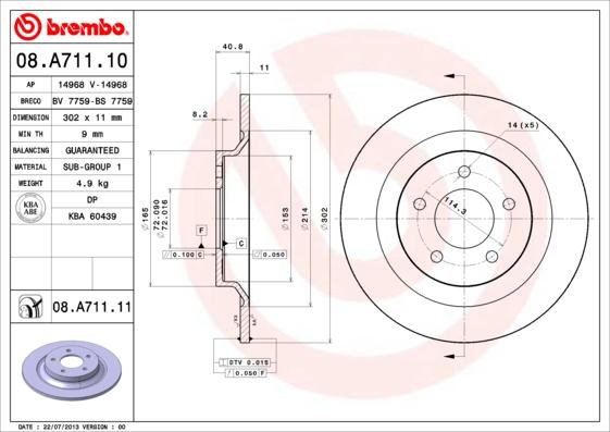 Brembo 08.A711.11 - Auto