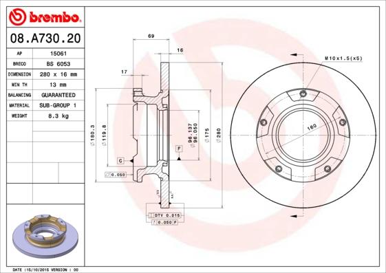 Brembo 08.A730.20 - BREMBO
