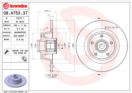 Brembo 08.A753.37 - Auto