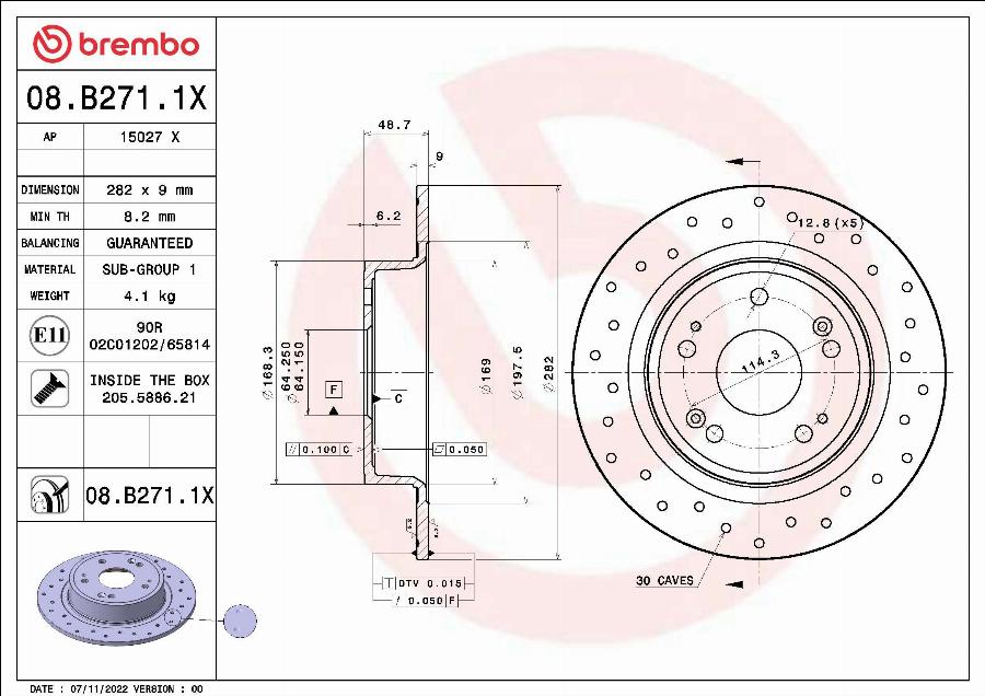 Brembo 08.B271.1X - Auto