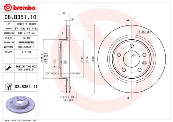 Brembo 08.B351.11 - Bremžu