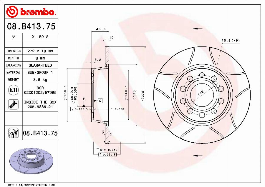 Brembo 08.B413.75 - 08