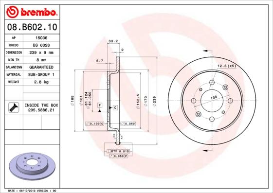Brembo 08.B602.10 - Auto