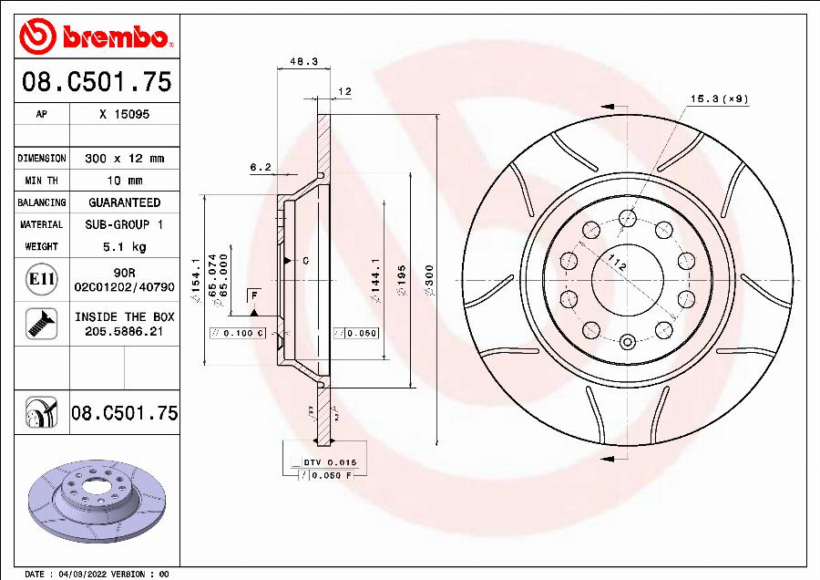 Brembo 08.C501.75 - BREMŽU