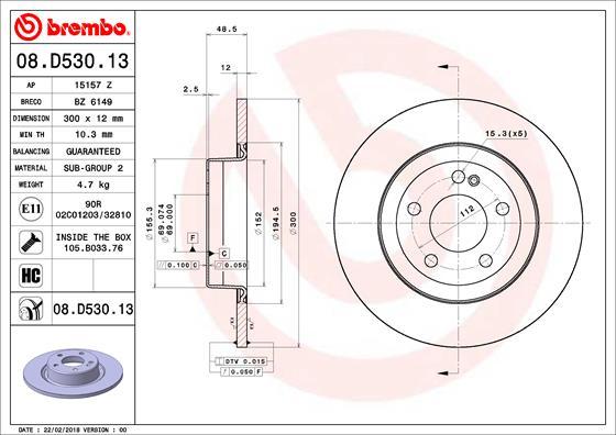 Brembo 08.D530.13 - BREMŽU
