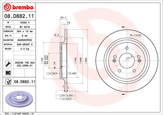 Brembo 08.D882.11 - Bremžu