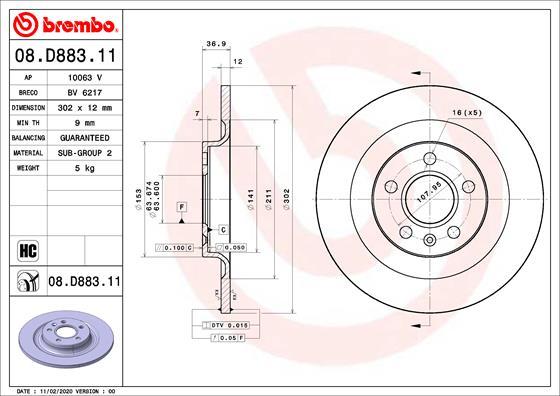 Brembo 08.D883.11 - Bremžu