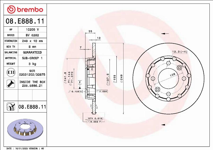 Brembo 08.E888.11 - BREMŽU
