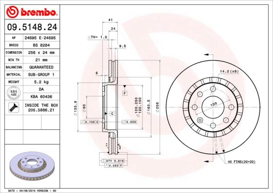 Brembo 09.5148.24 - Bremžu