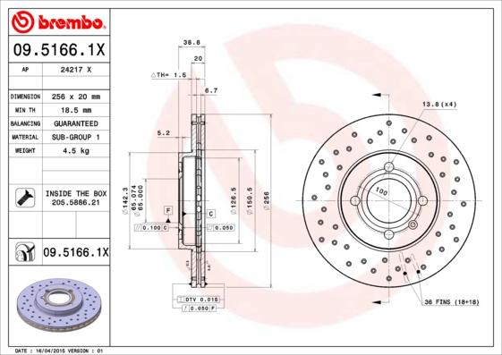 Brembo 09.5166.1X - Auto