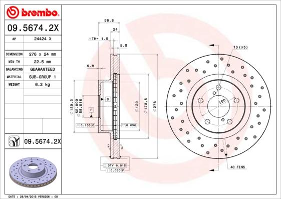 Brembo 09.5674.2X - DDF679