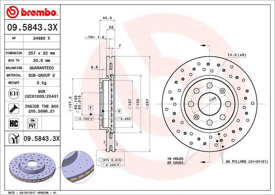 Brembo 09.5843.3X - Auto