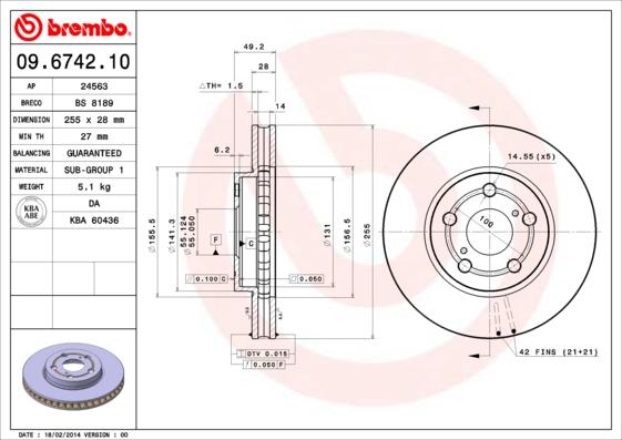 Brembo 09.6742.10 - Auto