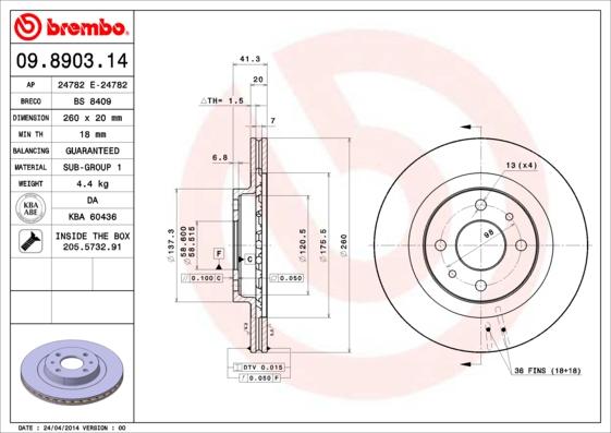 Brembo 09.8903.14 - DDF1147
