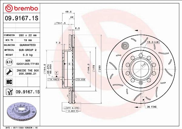 Brembo 09.9167.1S - Auto
